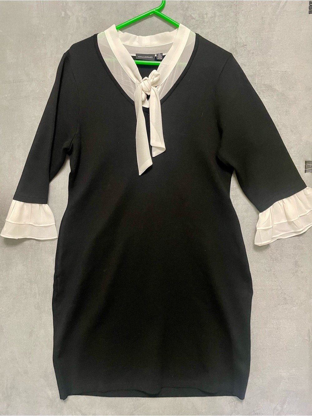 Nina Leonard Knit Dress with sheer accents